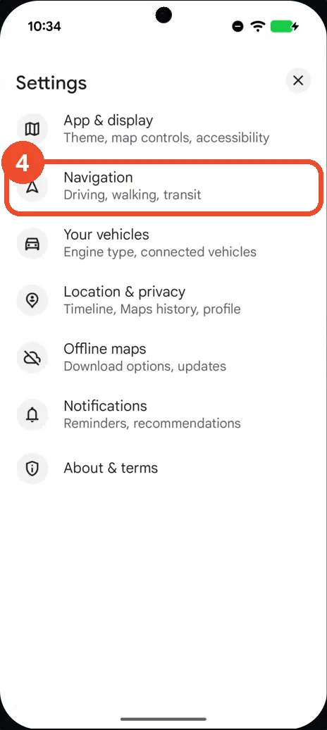 Tap Navigation in Maps Settings