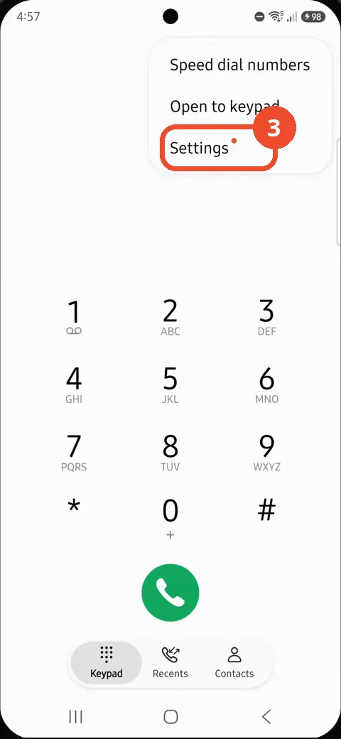 Tap Settings in the menu