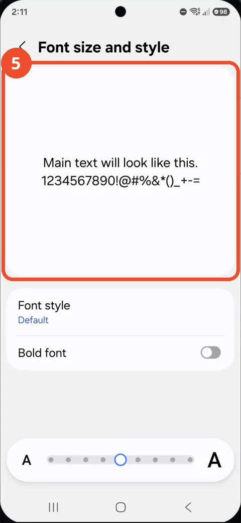 Check the preview at the new font size
