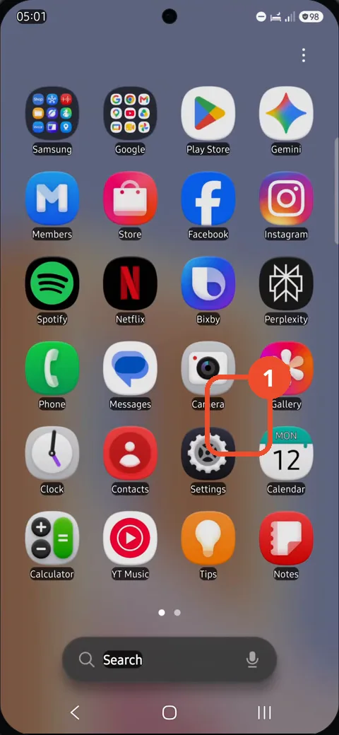 Open the app list and tap Settings