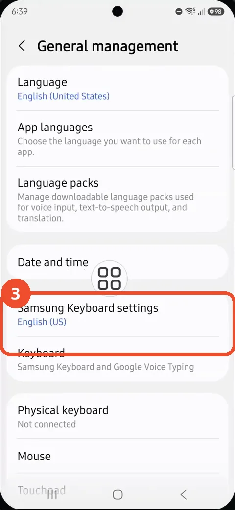 Tap Samsung Keyboard settings