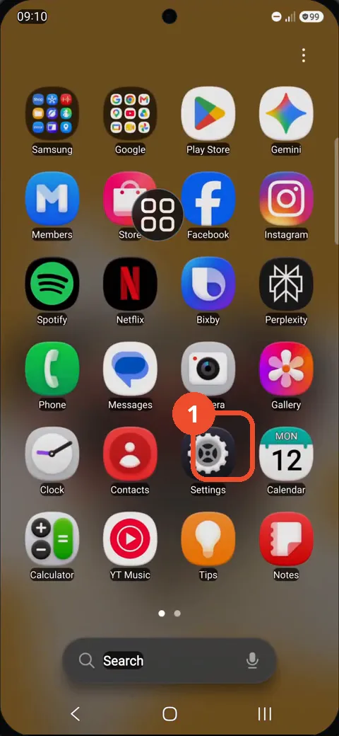Open Settings from the apps screen