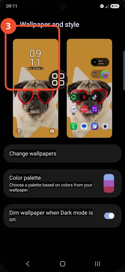 Open Wallpaper and style and tap the lock screen preview