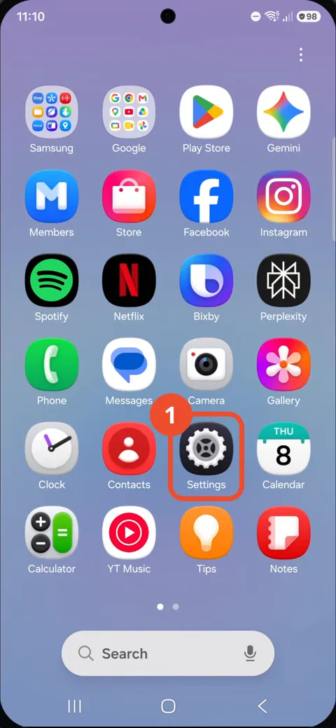 Open Settings from the app drawer