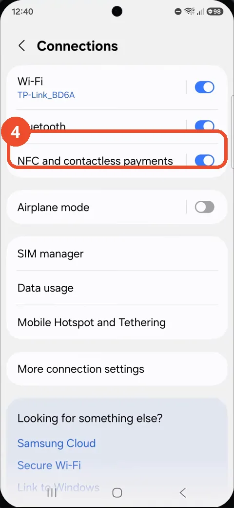 Check the NFC switch