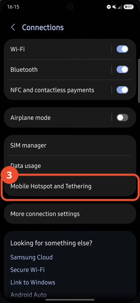 Tap Mobile Hotspot and Tethering