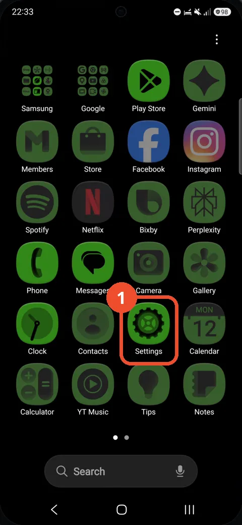 Open Settings from the app drawer