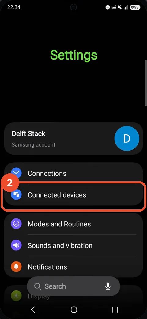 Tap Connected devices in Settings