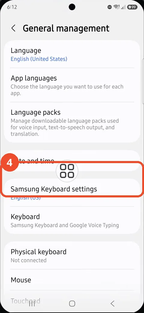 Tap Samsung Keyboard settings
