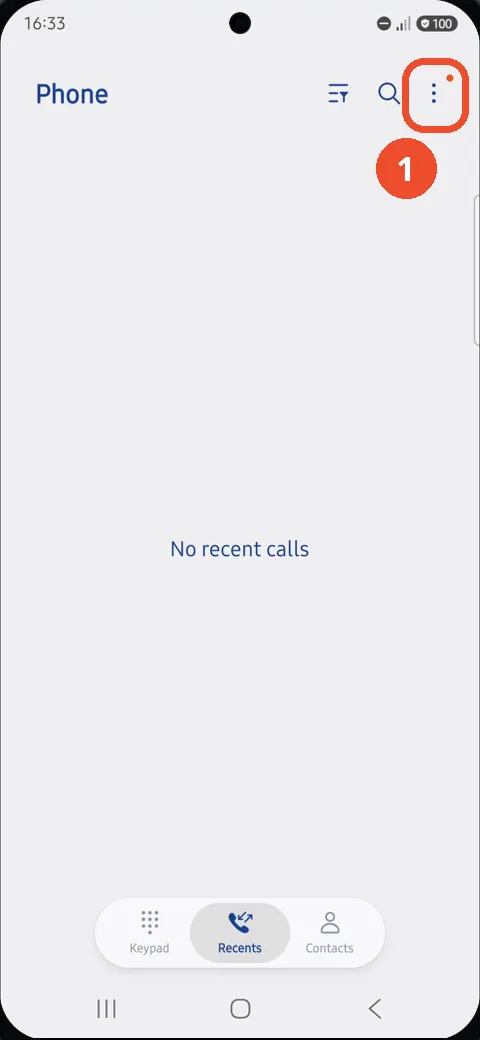 Open the Phone app and tap More options