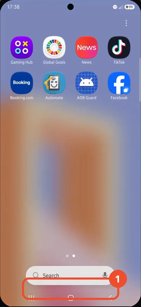 Open the app screen and tap Search