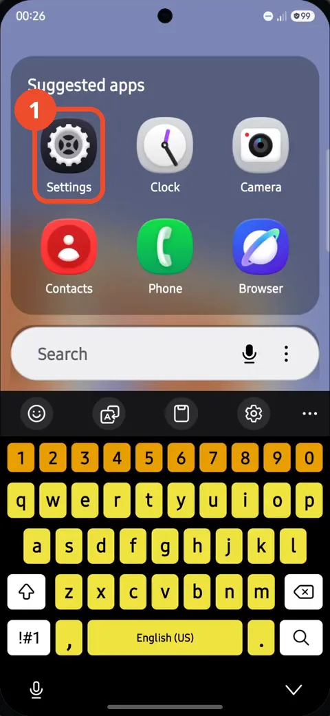 Open Settings from the apps screen