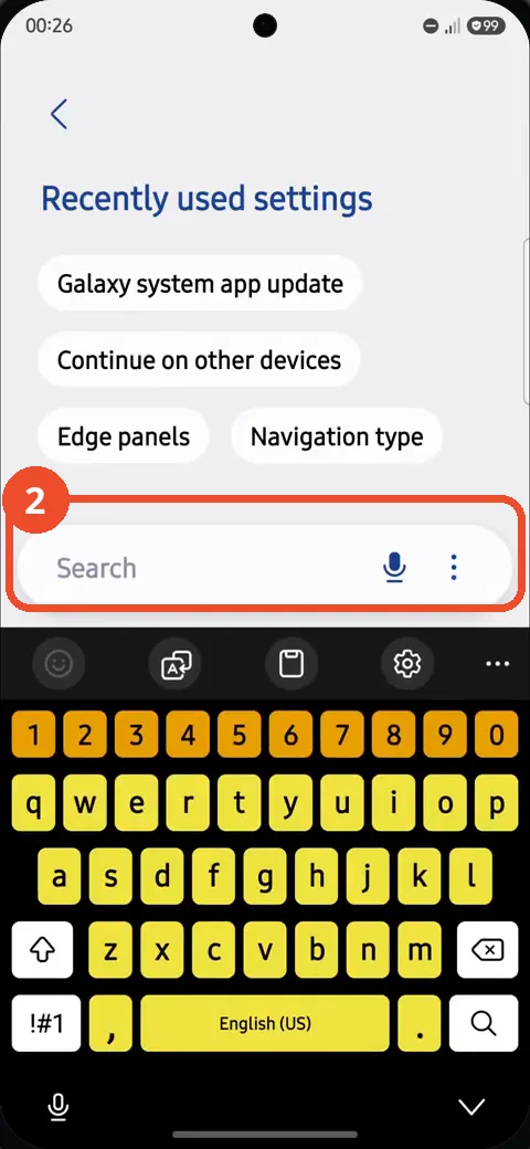 Tap the Search field and search for Side button