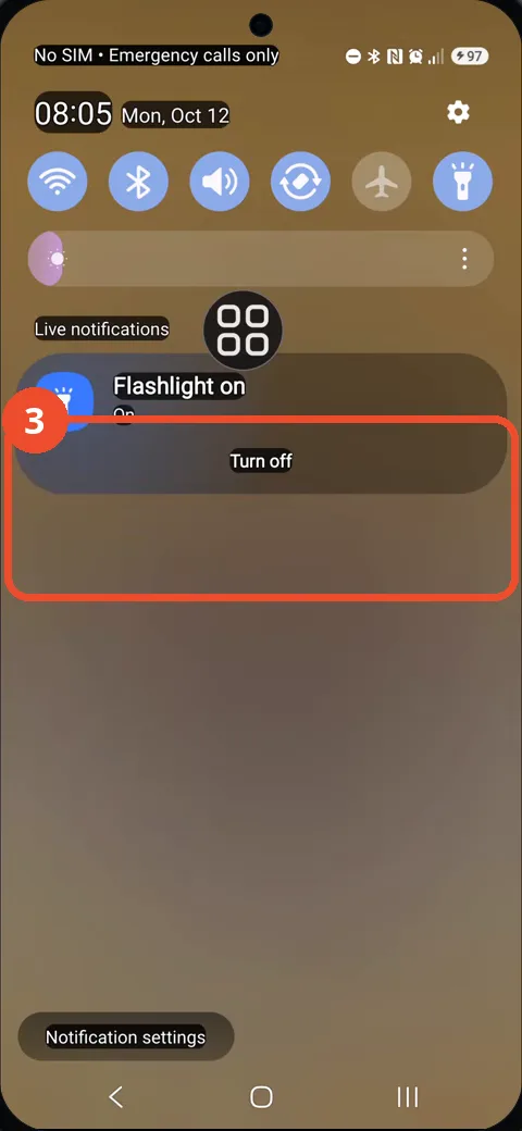 Check that the flashlight is on