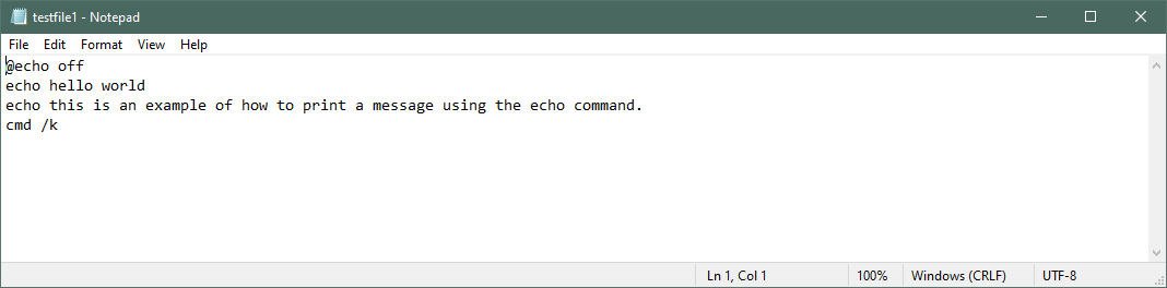 使用 echo 命令打印消息